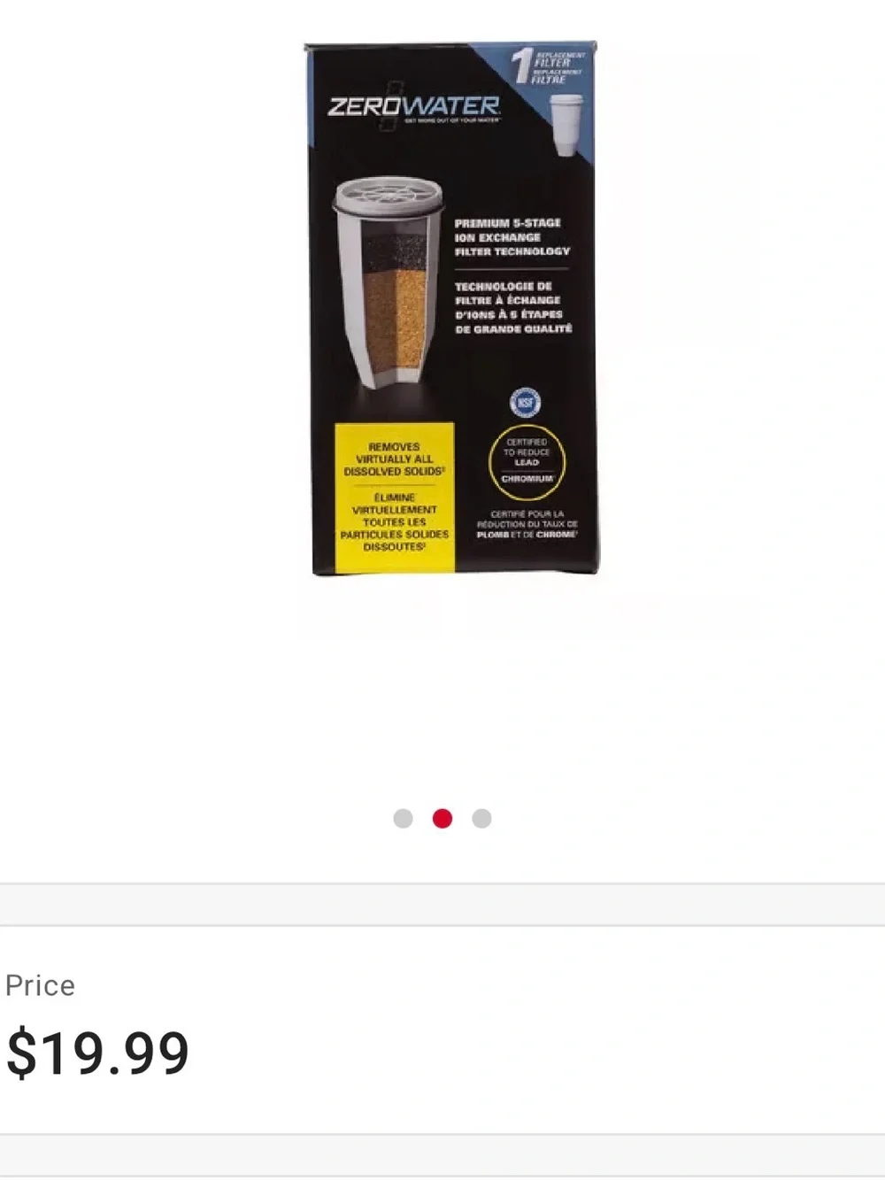 NEW - ONE Zero Water ZR-001 Replacement Filter Premium 5 Stage Ion Exchange